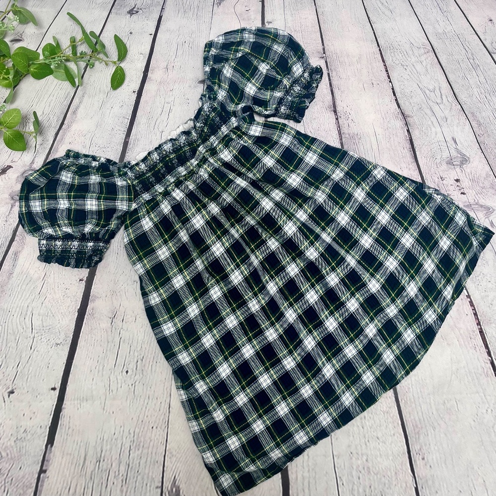 American Eagle Women's Smocked Off The Shoulder Dress Plaid Size Extra Small